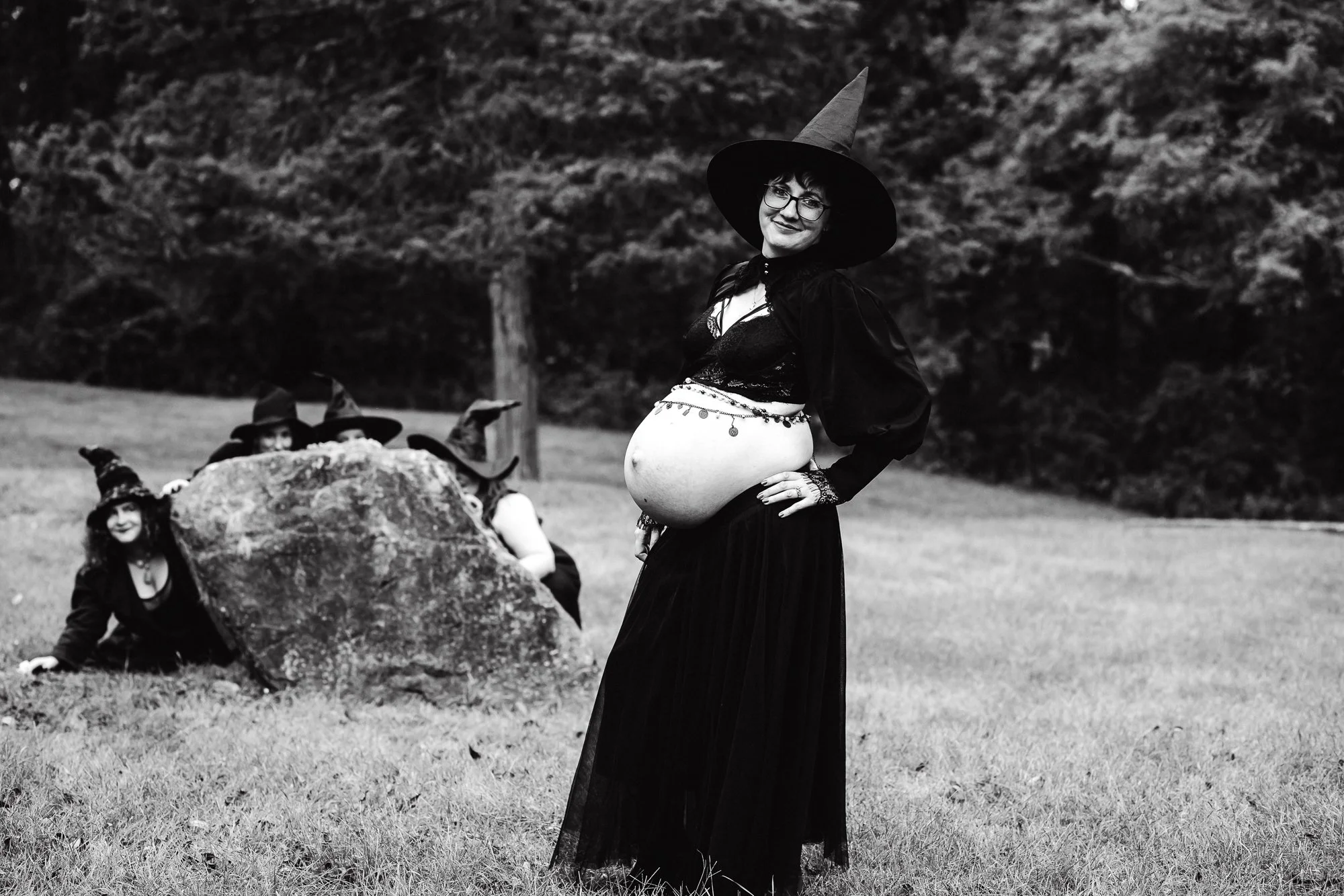 Witchy Maternity Session in Nature with Friends - Unique Maternity